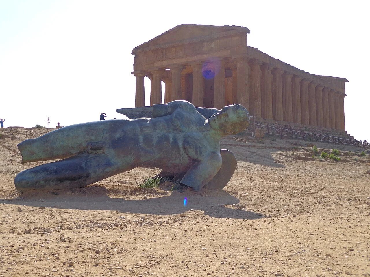 Igor Mitoraj Icaro fallen bronze figure, Temple of Concordia, Valley of the Temples, Agrigento Sicily — 2011 exhibition
